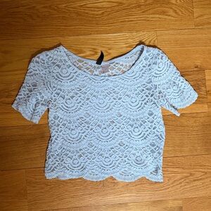 H&M Light Blue Lace Crop Top